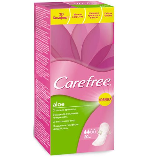 Прокладки Carefree Aloe ежедневные №20 ADD - фото №1 Прокладки Carefree Aloe ежедневные №20 ADD
