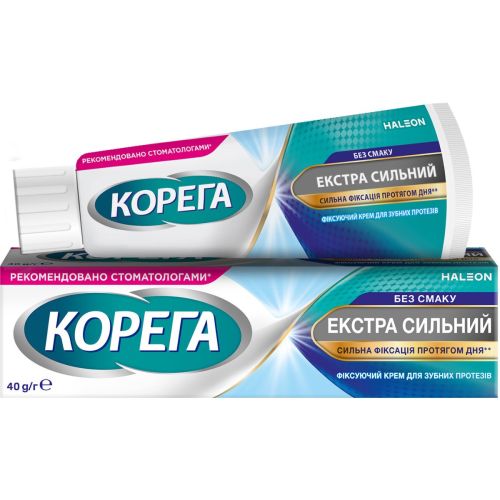 Фіксуючий крем для зубних протезів Корега Екстра Сильний Без Смаку 40 г в місті Одеса : ціни, характеристика. - фото №1 Фіксуючий крем для зубних протезів Корега Екстра Сильний Без Смаку 40 г в місті Одеса : ціни, характеристика.