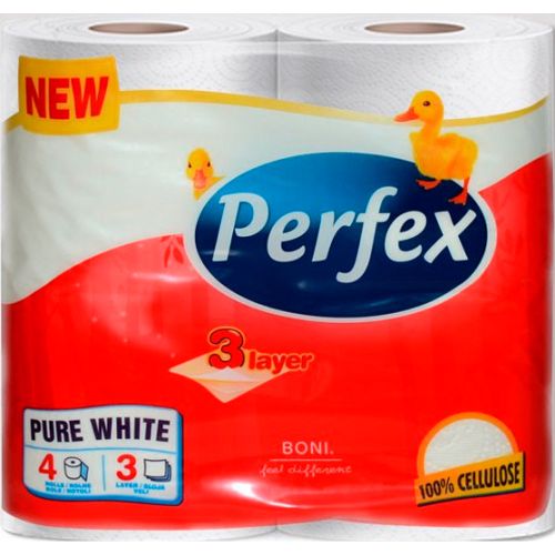 Туалетная бумага Perfex трехслойная, 4 рулона в аптеке - фото №1 Туалетная бумага Perfex трехслойная, 4 рулона в аптеке