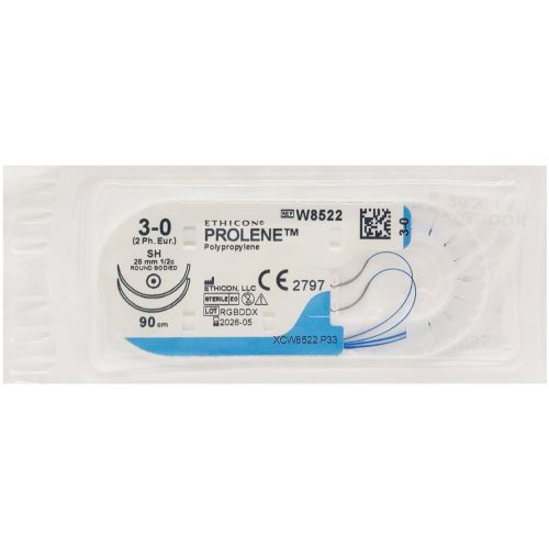 Шовный материал Пролен 3-0 (1/2 круга) колющие 2 иголки 26 мм 90 см W8522 недорого - фото №1 Шовный материал Пролен 3-0 (1/2 круга) колющие 2 иголки 26 мм 90 см W8522 недорого