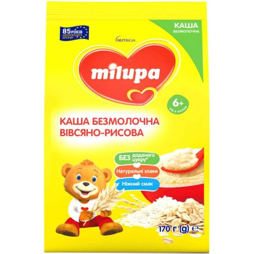 Каша Milupa (Милупа) безмолочная овсяно-рисовая от 6 месяцев 170 г в Украине - фото №1 Каша Milupa (Милупа) безмолочная овсяно-рисовая от 6 месяцев 170 г в Украине