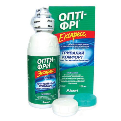 Раствор для линз Опти-Фри Экспресс флакон 120 мл (с контейнером для хранения линз) в Украине - фото №1 Раствор для линз Опти-Фри Экспресс флакон 120 мл (с контейнером для хранения линз) в Украине