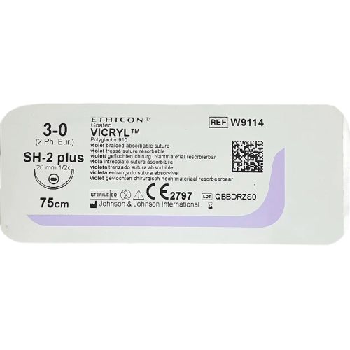 Шовный материал Викрил 3-0 (1/2 круга) колющая игла 20 мм 75 см W9114 в Украине - фото №1 Шовный материал Викрил 3-0 (1/2 круга) колющая игла 20 мм 75 см W9114 в Украине