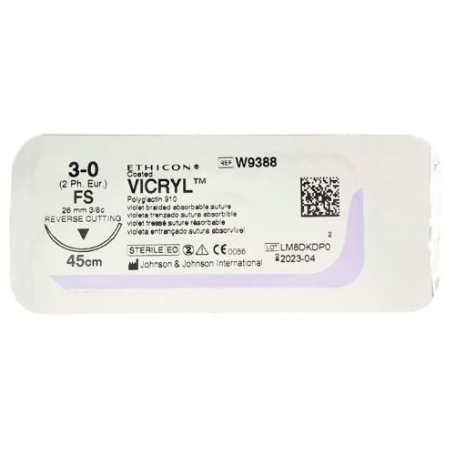 Шовний матеріал Вікрил 3-0 зворотно-ріжуча голка 26 мм 45 см W9388 в інтернет-аптеці - фото №1 Шовний матеріал Вікрил 3-0 зворотно-ріжуча голка 26 мм 45 см W9388 в інтернет-аптеці