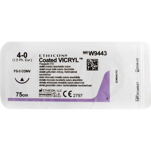 Викрил USP 4-0 (1/2 круга) колющая иголка 17,5 мм 75 см BX128 заказать - фото №1 Викрил USP 4-0 (1/2 круга) колющая иголка 17,5 мм 75 см BX128 заказать