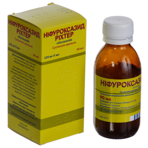 Нифуроксазид Рихтер 220мг/5мл суспензия оральная 90 мл цена - фото №1 Нифуроксазид Рихтер 220мг/5мл суспензия оральная 90 мл цена