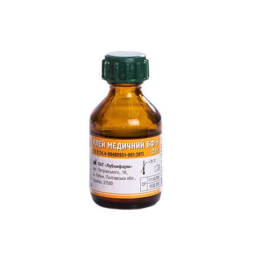 Клей медицинский БФ-6 раствор флакон 25 г в интернет-аптеке - фото №1 Клей медицинский БФ-6 раствор флакон 25 г в интернет-аптеке