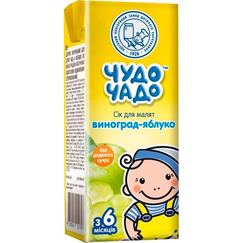 Сік Чудо-Чадо Виноградно-яблучний без цукру з 6 місяців 200 мл в інтернет-аптеці - фото №1 Сік Чудо-Чадо Виноградно-яблучний без цукру з 6 місяців 200 мл в інтернет-аптеці