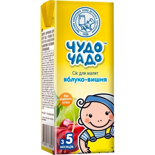 Сік Чудо-Чадо Яблучно-вишневий з 5 місяців 200 мл недорого - фото №1 Сік Чудо-Чадо Яблучно-вишневий з 5 місяців 200 мл недорого