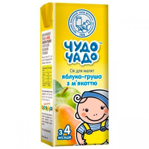 Сік Чудо-Чадо Яблучно-грушовий з м'якоттю з 4 місяців 200 мл ціна - фото №1 Сік Чудо-Чадо Яблучно-грушовий з м'якоттю з 4 місяців 200 мл ціна