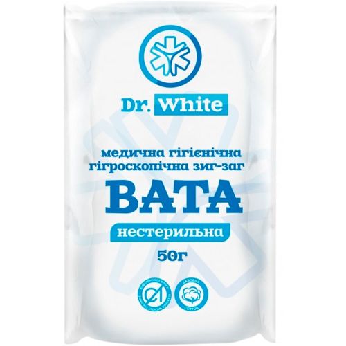 Вата Dr.White (Др.Вайт) нестерильная зиг-заг 50 г купить - фото №1 Вата Dr.White (Др.Вайт) нестерильная зиг-заг 50 г купить
