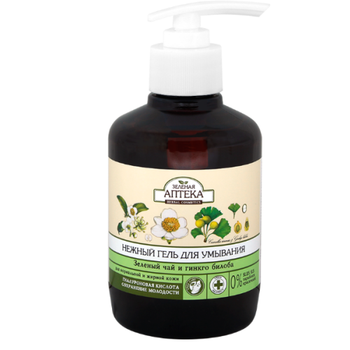 Гель ніжний для вмивання Зелена Аптека 270 мл зелений чай і гінкго білоба ціна - фото №1 Гель ніжний для вмивання Зелена Аптека 270 мл зелений чай і гінкго білоба ціна