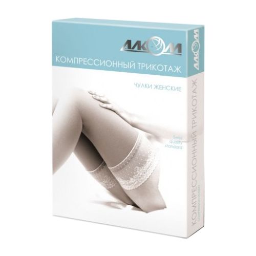 Чулки женские компрессионные 6082 Алком II класс с открытым мыском бежевые р. 2 купить - фото №1 Чулки женские компрессионные 6082 Алком II класс с открытым мыском бежевые р. 2 купить