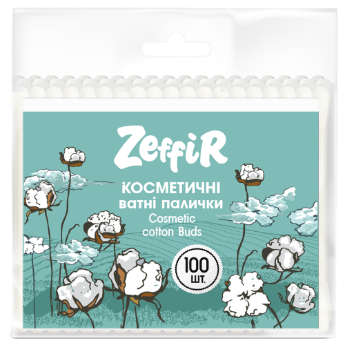Ватные палочки Zeffir косметические 100 шт. в аптеке - фото №1 Ватные палочки Zeffir косметические 100 шт. в аптеке