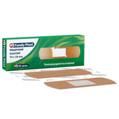 Пластырь Family Plast бактерицидный на полимерной основе 19*72 мм №10 в аптеке - фото №1 Пластырь Family Plast бактерицидный на полимерной основе 19*72 мм №10 в аптеке