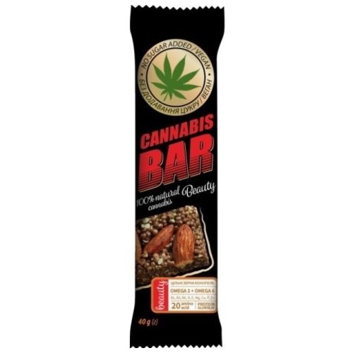 Батончик-Мюслі Cannabis Bar (Каннабіс Бар) з мигдалем + насіння канабісу 40 г недорого - фото №1 Батончик-Мюслі Cannabis Bar (Каннабіс Бар) з мигдалем + насіння канабісу 40 г недорого