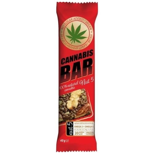 Батончик-Мюслі Cannabis Bar (Каннабіс Бар) з горіхами і насінням канабісу 40 г в інтернет-аптеці - фото №1 Батончик-Мюслі Cannabis Bar (Каннабіс Бар) з горіхами і насінням канабісу 40 г в інтернет-аптеці
