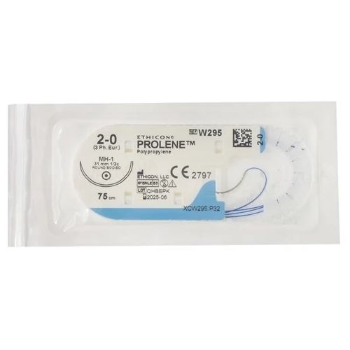 Нить Пролен 2-0 игла 31 мм колющая 75 см 1/2 круга синяя W295 фото - фото №1 Нить Пролен 2-0 игла 31 мм колющая 75 см 1/2 круга синяя W295 фото