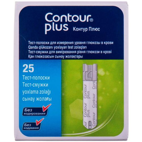 Тест-смужки Bayer Contour plus для глюкометра, 25 шт. в інтернет-аптеці - фото №1 Тест-смужки Bayer Contour plus для глюкометра, 25 шт. в інтернет-аптеці