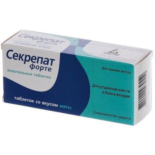 Секрепат форте таблетки жувальні зі смаком м'яти №10 ціна - фото №1 Секрепат форте таблетки жувальні зі смаком м'яти №10 ціна