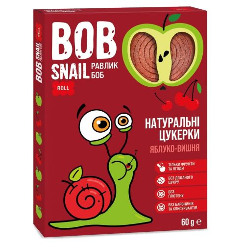 Цукерки Bob Snail (Равлик Боб) яблуко-вишня 60 г в Україні - фото №1 Цукерки Bob Snail (Равлик Боб) яблуко-вишня 60 г в Україні