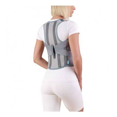 Корсет для корекції постави Алком жорсткий, р.1, сірий (1020) в аптеці - фото №1 Корсет для корекції постави Алком жорсткий, р.1, сірий (1020) в аптеці