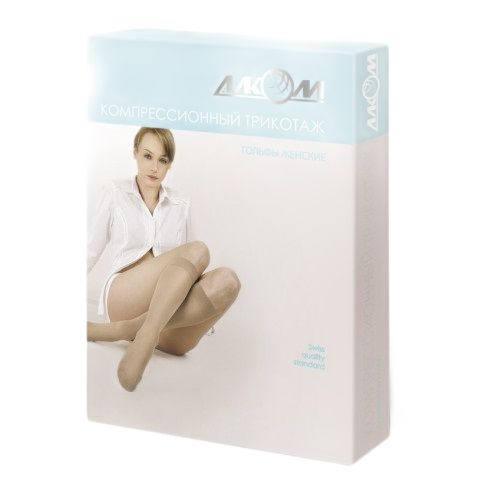 Алком 5082 гольфы женские с открытым мыском, компрессия 2, р. 3 черные фото - фото №1 Алком 5082 гольфы женские с открытым мыском, компрессия 2, р. 3 черные фото