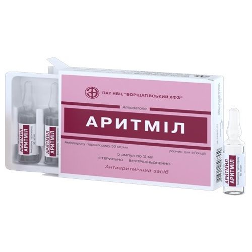 Аритміл 50 мг/мл розчин для ін'єкцій ампули 3 мл №5 в місті Одеса : ціни, характеристика. - фото №1 Аритміл 50 мг/мл розчин для ін'єкцій ампули 3 мл №5 в місті Одеса : ціни, характеристика.