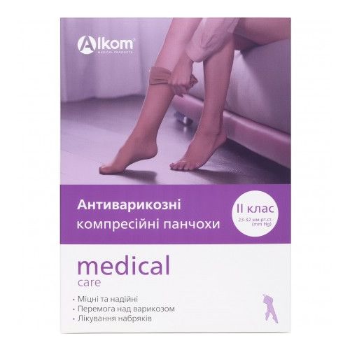 Гольфы Алком компрессионные антиварикозные, класс 2, закрытый носок, бежевый, р.6 (00212) купить - фото №1 Гольфы Алком компрессионные антиварикозные, класс 2, закрытый носок, бежевый, р.6 (00212) купить