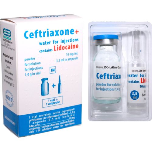 Цефтриаксон порошок для ін'єкцій флакон 1 г, з 1% лідокаїном 3,5 мл ампула №1 в місті Одеса : ціни, характеристика. - фото №1 Цефтриаксон порошок для ін'єкцій флакон 1 г, з 1% лідокаїном 3,5 мл ампула №1 в місті Одеса : ціни, характеристика.