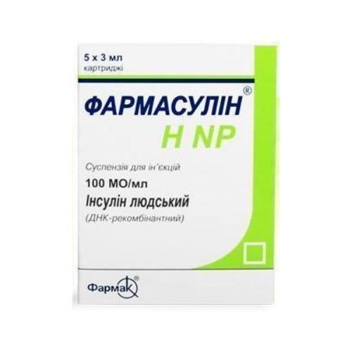 Фармасулин Н NP суспензия для инъекций 100 МЕ/мл 3 мл картридж №5 в интернет-аптеке - фото №1 Фармасулин Н NP суспензия для инъекций 100 МЕ/мл 3 мл картридж №5 в интернет-аптеке