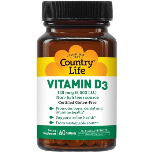 Country Life (Кантрі лайф) вітамін D3 5000 МО капули №60 ціна - фото №1 Country Life (Кантрі лайф) вітамін D3 5000 МО капули №60 ціна