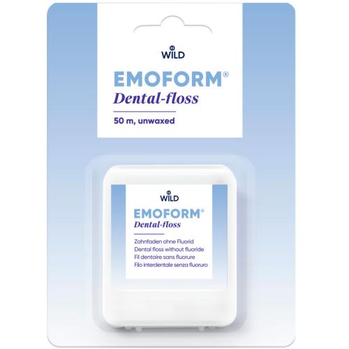 Зубна нитка Emoform невощена, тонка, 50 м ціна - фото №1 Зубна нитка Emoform невощена, тонка, 50 м ціна