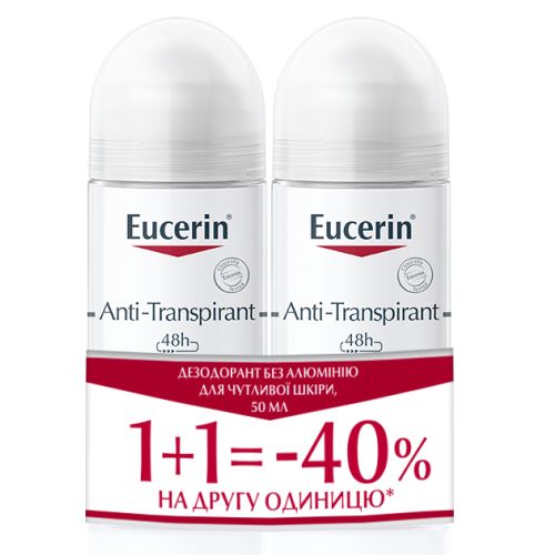 Антиперспірант Eucerin (Юцерін) Дует роликовий без Алюмінію для чутливої шкіри 50 мл в аптеці - фото №1 Антиперспірант Eucerin (Юцерін) Дует роликовий без Алюмінію для чутливої шкіри 50 мл в аптеці