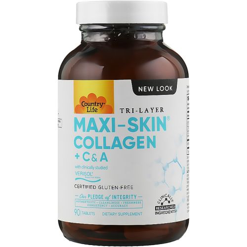 Вітаміни Country Life Maxi Skin collagen таблетки №90 купити - фото №1 Вітаміни Country Life Maxi Skin collagen таблетки №90 купити
