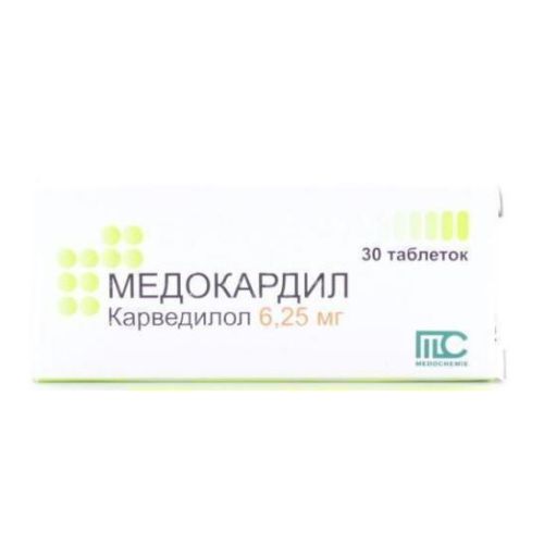 Медокардил 6,25 мг таблетки №30 в городе Одесса : цены, характеристики. - фото №1 Медокардил 6,25 мг таблетки №30 в городе Одесса : цены, характеристики.