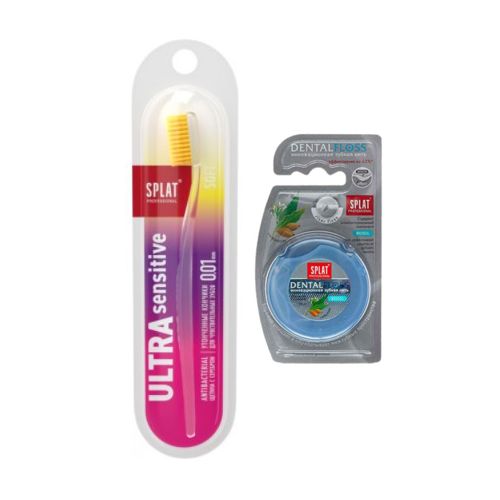 Промо-набор Зубная щетка Splat Ultra Sensitive мягкая + Зубная нитка Splat объемная с кардамоном 30 м в городе Одесса : цены, характеристики. - фото №1 Промо-набор Зубная щетка Splat Ultra Sensitive мягкая + Зубная нитка Splat объемная с кардамоном 30 м в городе Одесса : цены, характеристики.