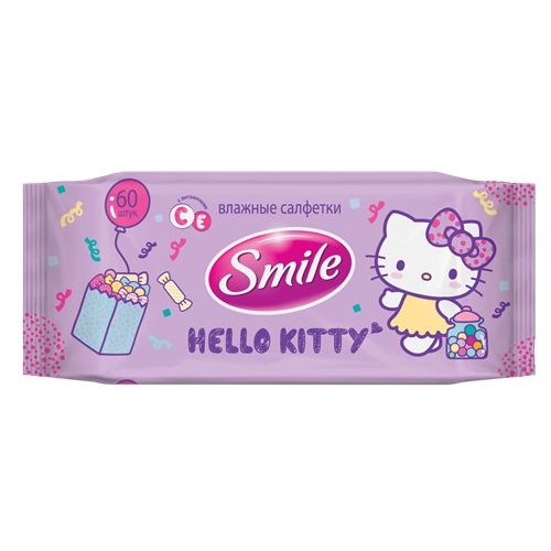 Серветки Smile Hello Kitty вологі №60 ADD - фото №1 Серветки Smile Hello Kitty вологі №60 ADD