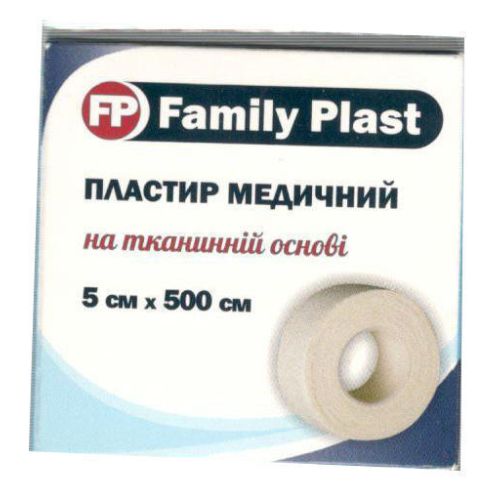 Пластырь Family Plast медицинский на тканевой основе 5 см х 500 см в Украине - фото №1 Пластырь Family Plast медицинский на тканевой основе 5 см х 500 см в Украине