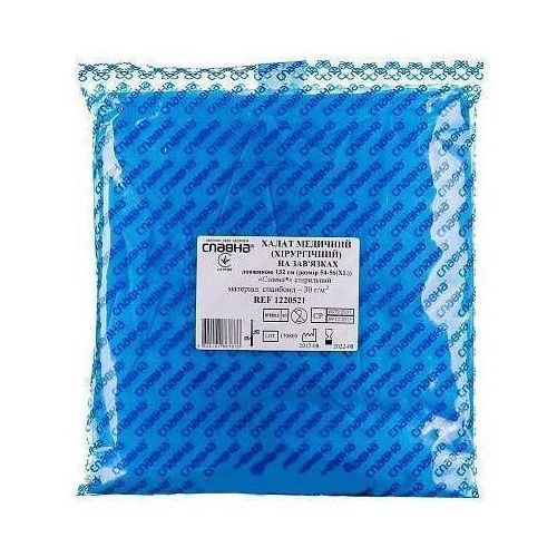 Халат медицинский (хирургический) на завязках 134 см (р. 58-60 (XXL) (СМС - 35 г/м2) стер. в интернет-аптеке - фото №1 Халат медицинский (хирургический) на завязках 134 см (р. 58-60 (XXL) (СМС - 35 г/м2) стер. в интернет-аптеке