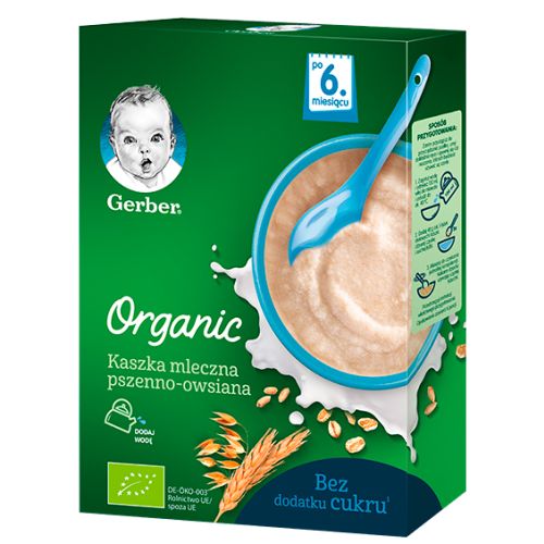 Каша Gerber Organic пшенично-овсяная с ванилью с 6 месяцев 240 г заказать - фото №1 Каша Gerber Organic пшенично-овсяная с ванилью с 6 месяцев 240 г заказать