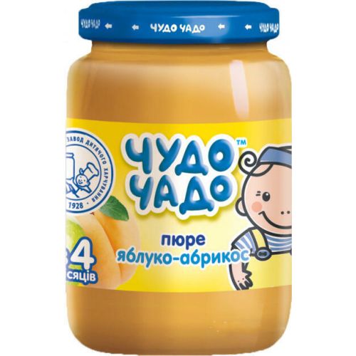 Пюре Чудо-Чадо з яблук і абрикос з цукром 170 г купити - фото №1 Пюре Чудо-Чадо з яблук і абрикос з цукром 170 г купити