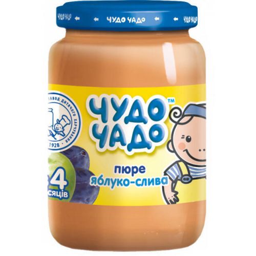 Пюре Чудо-Чадо з яблук і слив з цукром 170 г недорого - фото №1 Пюре Чудо-Чадо з яблук і слив з цукром 170 г недорого