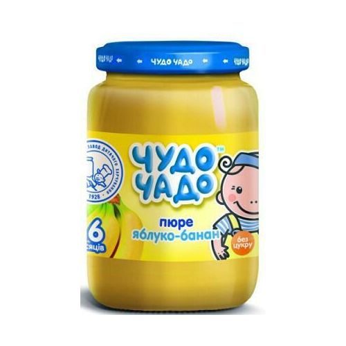 Пюре Чудо-Чадо з яблук та банану без цукру з 6 місяців 170 г фото - фото №1 Пюре Чудо-Чадо з яблук та банану без цукру з 6 місяців 170 г фото