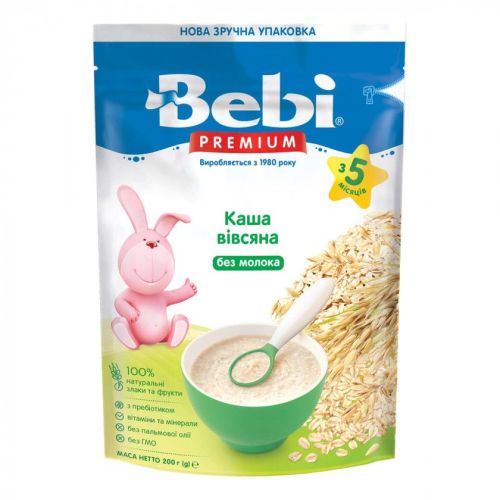 Каша Bebi Premium безмолочна вівсяна, з 5 місяців 200 г купити - фото №1 Каша Bebi Premium безмолочна вівсяна, з 5 місяців 200 г купити