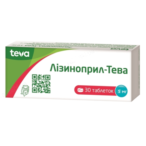 Лізиноприл-Тева 5 мг таблетки №30 в місті Одеса : ціни, характеристика. - фото №1 Лізиноприл-Тева 5 мг таблетки №30 в місті Одеса : ціни, характеристика.