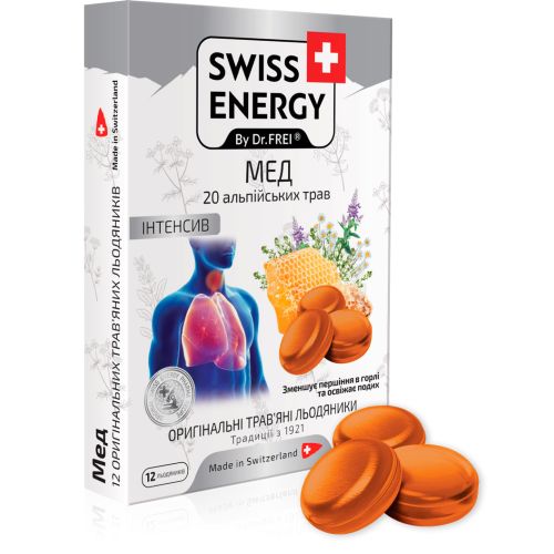 Льодяники для горла Swiss Energy 20 Alpine Herbs мед №12 в місті Одеса : ціни, характеристика. - фото №1 Льодяники для горла Swiss Energy 20 Alpine Herbs мед №12 в місті Одеса : ціни, характеристика.