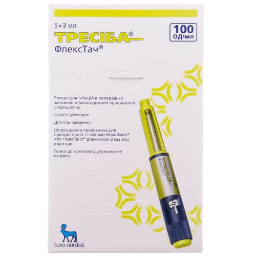 Тресиба Флекстач 100 МЕ/мл раствор 3 мл картридж шприц-ручка №5 фото - фото №1 Тресиба Флекстач 100 МЕ/мл раствор 3 мл картридж шприц-ручка №5 фото