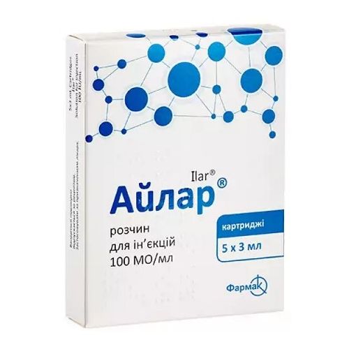 Айлар 100 МЕ/мл раствор для инъекций картридж 3 мл №5 купить - фото №1 Айлар 100 МЕ/мл раствор для инъекций картридж 3 мл №5 купить