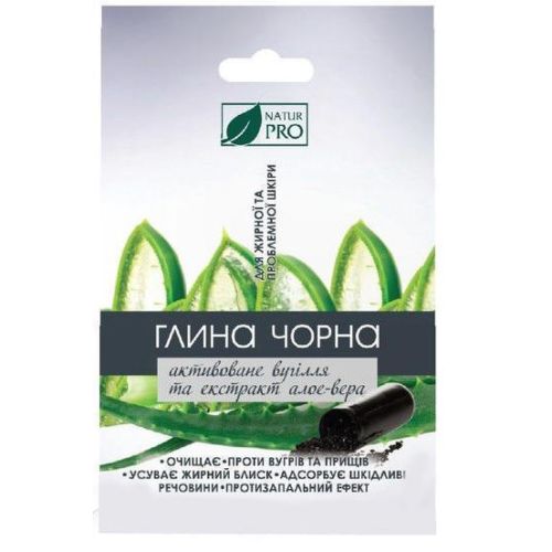 Глина чорная с активированным углем та екстрактом алоэ-вера для жирной проблемной кожи 50 г в аптеке - фото №1 Глина чорная с активированным углем та екстрактом алоэ-вера для жирной проблемной кожи 50 г в аптеке